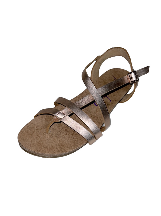 Blowfish Shoes - Blowfish Women’s Granola Rose Gold Strappy Ankle Buckle Strap Sandal - Sz 10